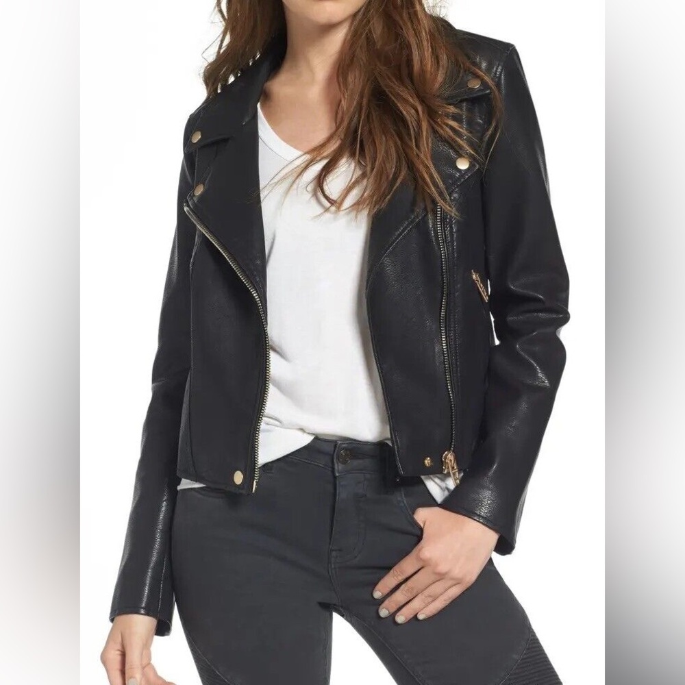 Blank NYC faux leather moto jacket